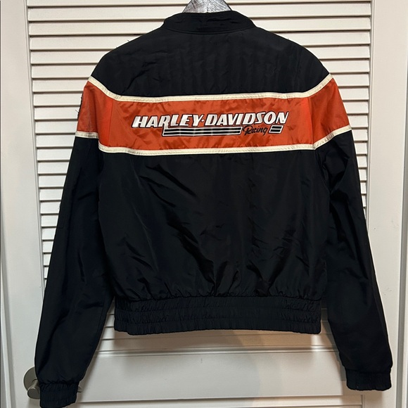 Harley-Davidson Vintage Men's Black and Orange Bomber Jacket - Picture 3 of 5